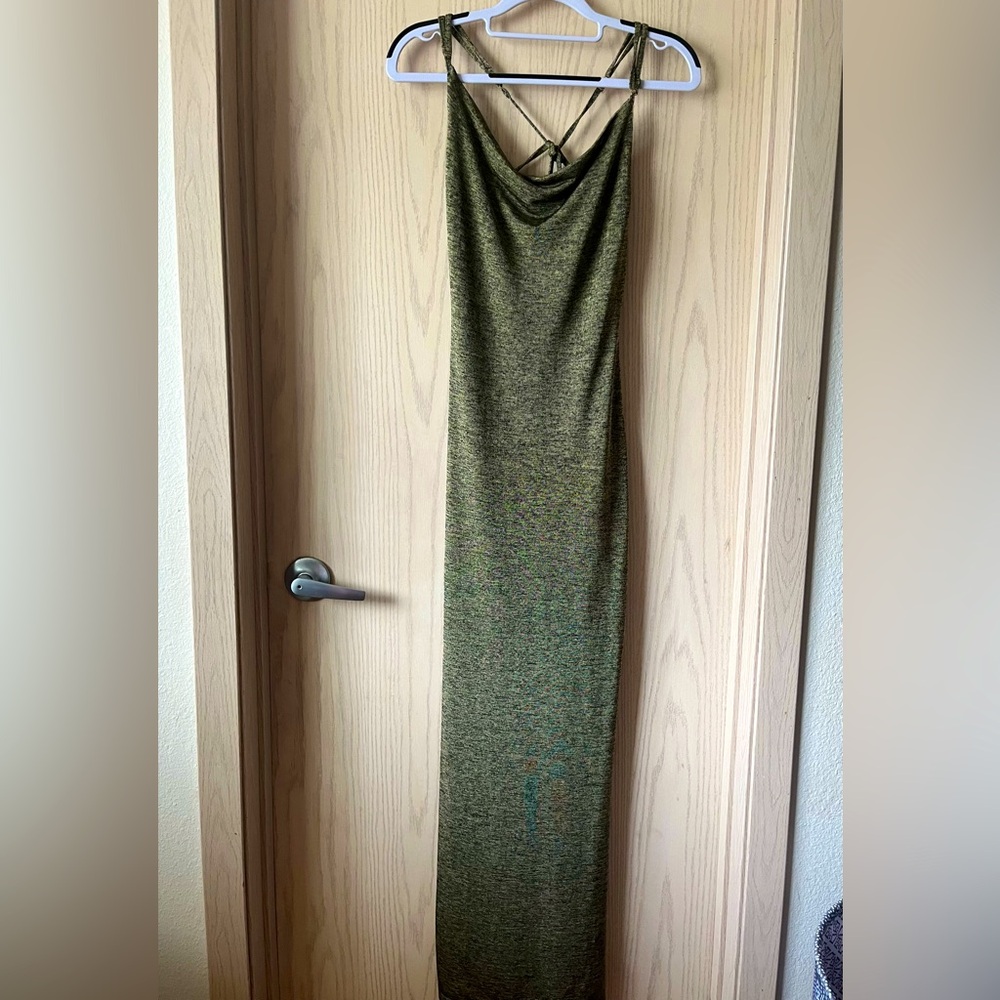 Olive Green Cowl Maxi Dress New with Defect